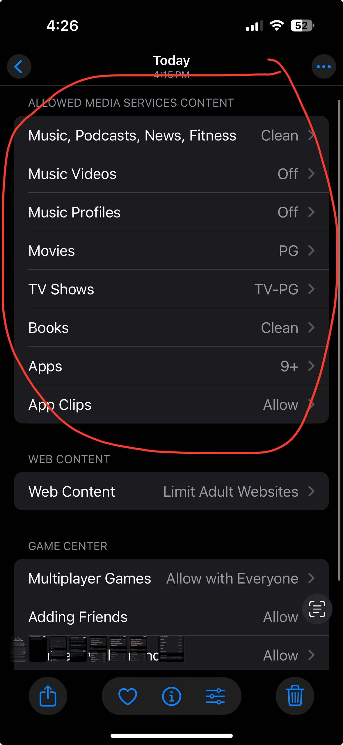 iPhone safety settings for kids – Allowed Media Services Content