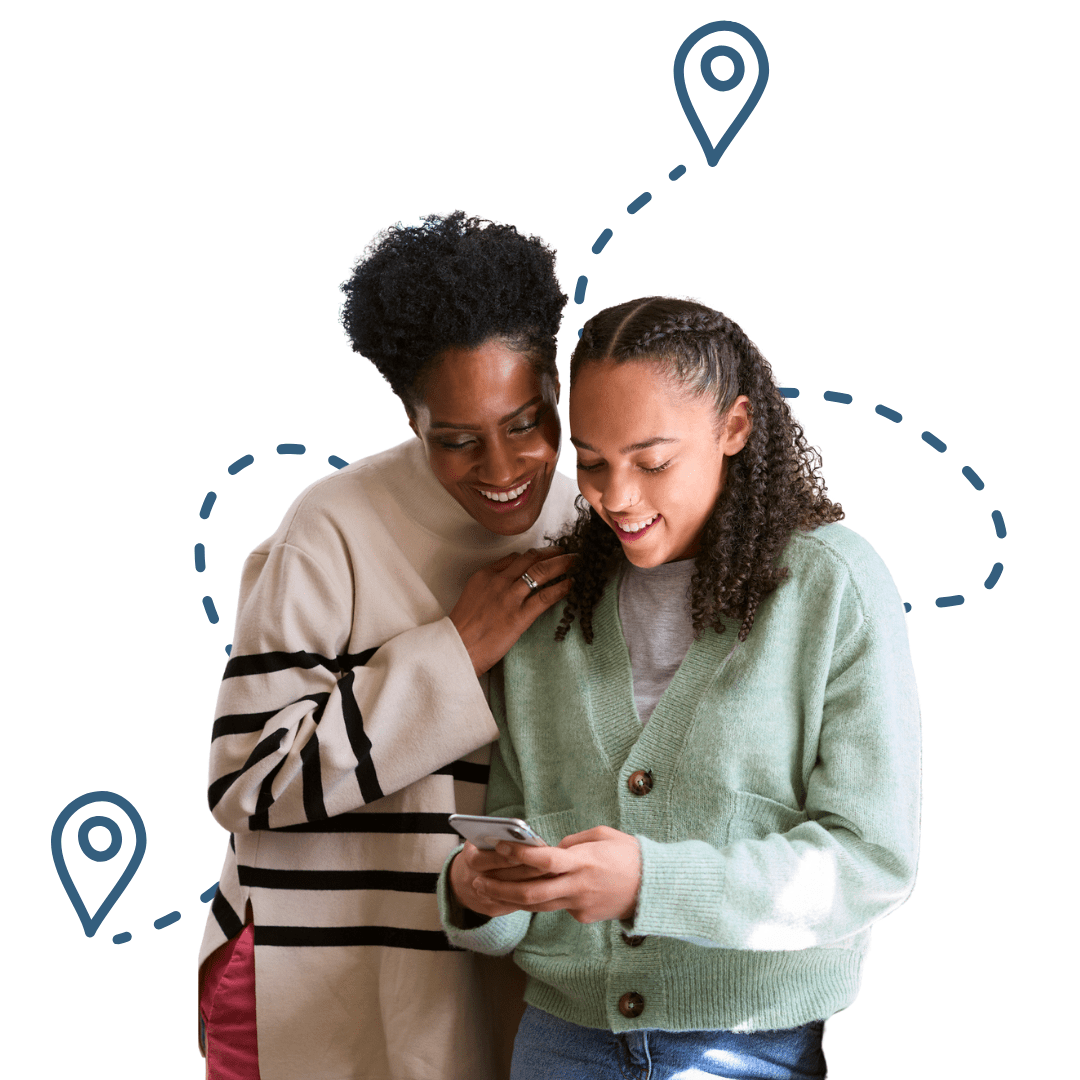 Parent helping child learn healthy digital skills before smartphone independence