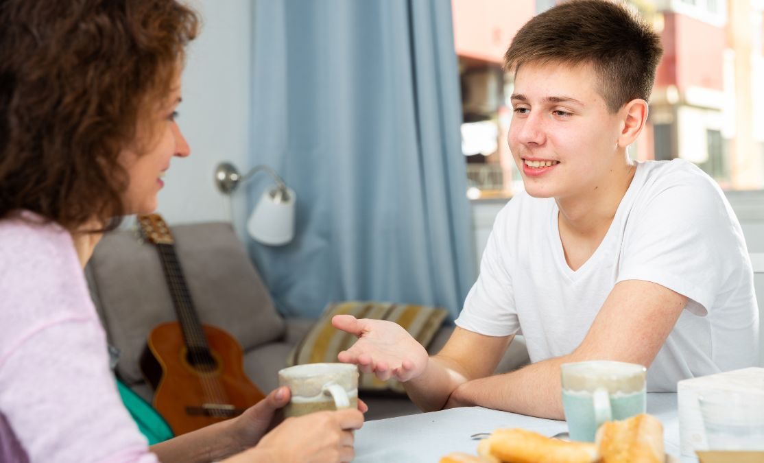 Parent and teen talking